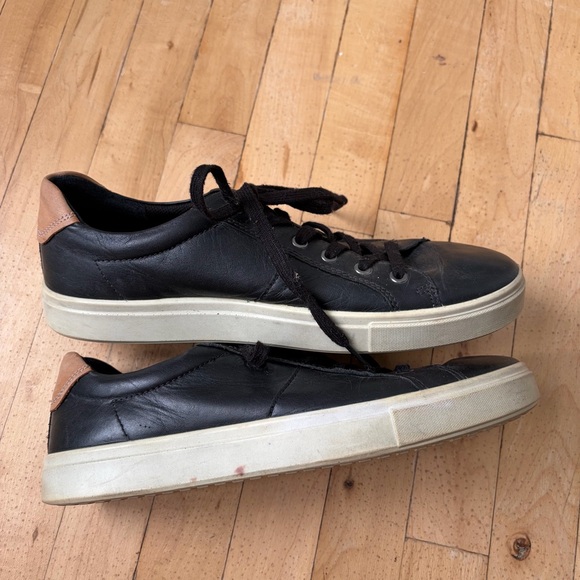 Ecco Sneakers Soft Black Leather Mens Size 44 (US size 10-10.5 ) Low Top Black - Picture 10 of 12
